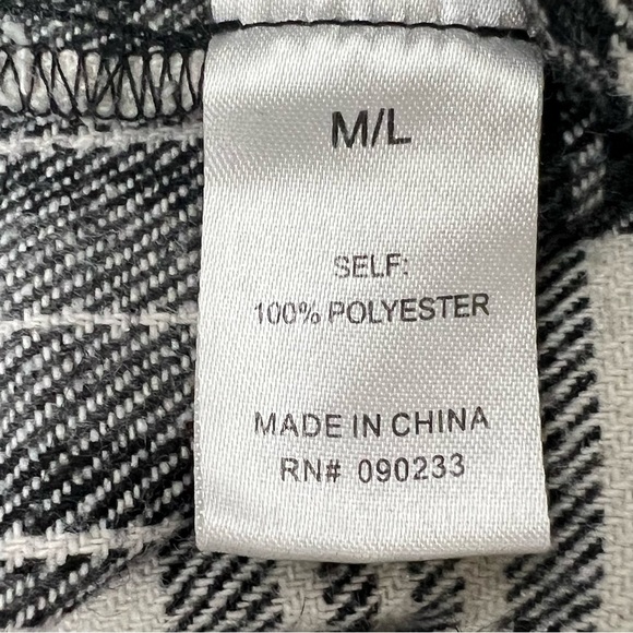 LA Hearts PacSun Plaid Shacket Black White Flannel Shirt Jacket Oversized M/L - Picture 14 of 15